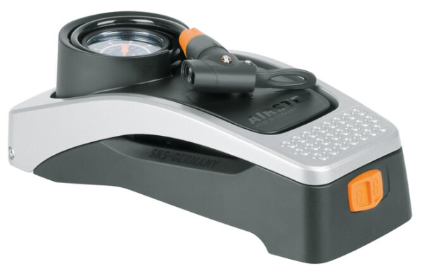 SKS Fusstretpumpe Airstep Alu/Kunststoff Multi Valve mit Manometer schwarz-silber